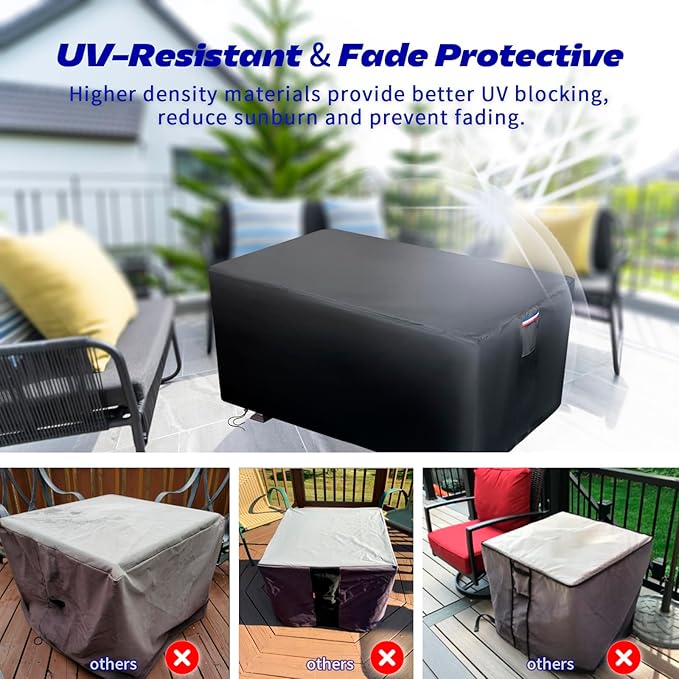 Fire Pit Cover Rectangular,600D Outdoor Furniture Covers Waterproof For Patio Tables,42" Propane Gas Firepit Table Cover For Rectangle Fireplace,42"L x 20"W x 24"H