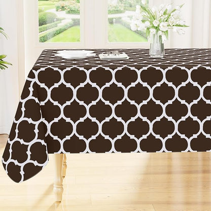 Smiry Rectangle Table Cloth Cover, Waterproof Vinyl Tablecloth with Flannel Backing for Rectangle Tables, Wipeable Spillproof Plastic Tablecloths for Dining, Camping and Indoor (60"x120", Coffee)