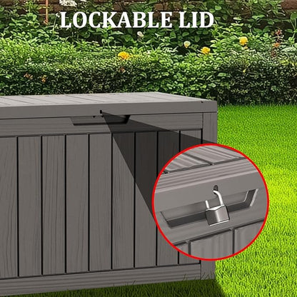Outdoor Storage Box 270GAL Waterproof Resin Deck Box,UV-Resistant Lockable Delivery Bin for Garden Tools,Large Patio Outside Cushions,Pool Accessories Supplies,Chest,Furniture,Package,Grey