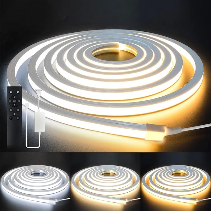 LED Strip Lights 98.4ft 110-120V,Dimmable Silicone Neon Rope Lights,Flexible Outdoor Waterproof Neon Strip Lights for Mirror,Kitchen,Cabinet,DIY Lighting