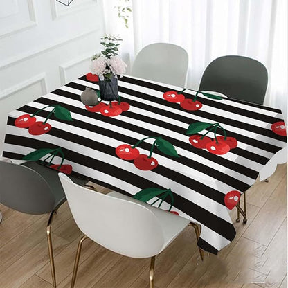 TKS MITLAN Red Cherry Decorative Rectangle Tablecloth Fruit Tropical Sweet Berry Polyester Kitchen Table Cover for Dining BBQ Picnic Coffee 52 x 70 Inch 4-6 Seats
