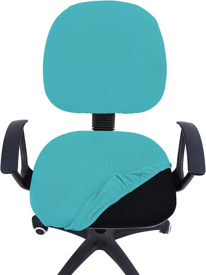 Smiry Office Computer Chair Covers for Desk Rotating Chair Protector | Stretch Jacquard Removable Washable Universal Slipcovers, Seat + Backrest Cover, Aqua