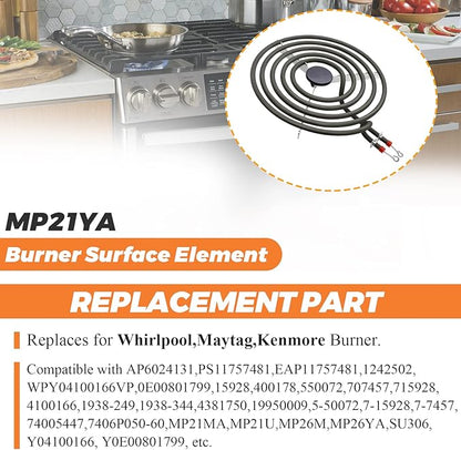 Beaquicy MP21YA Burner Surface Element 8 Inch 5 Turns,Suitable for Whirlpool Maytag Kenmore rp111pxsq1, kf330add1,xfc31050ab,rf264lxsb,etc.