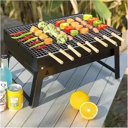 Portable BBQ Charcoal Grill Stainless Steel Small Mini Tool Kit Outdoor Cooking Camping Picnic Beach