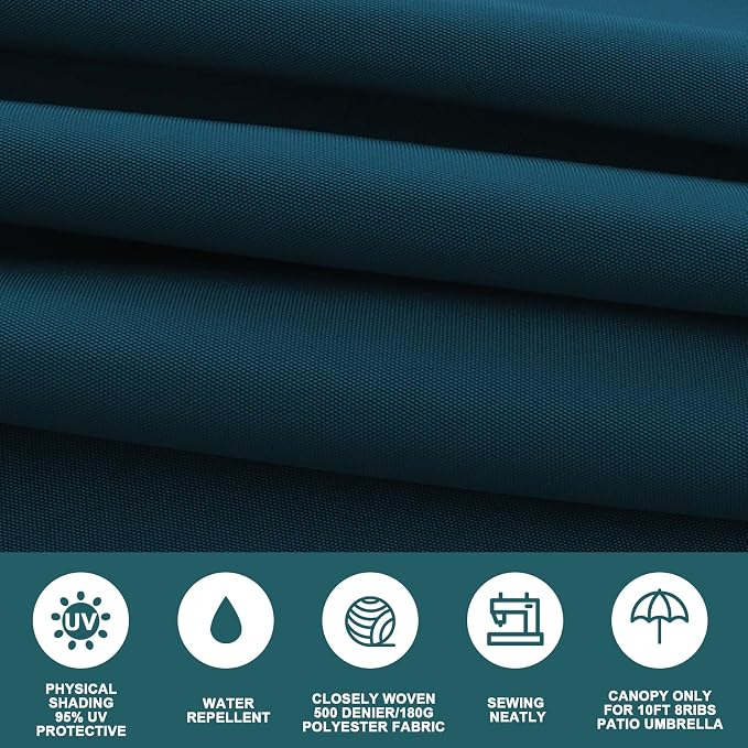 10ft Patio Umbrella Replacement Canopy for 8 ribs, Fits Hanging Offset Cantilever Market Outdoor Patio Shades，Canopy Only