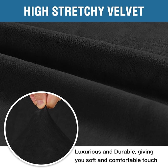 H.VERSAILTEX Stretch Velvet Armchair Cover Couch Covers 1 Cushion Chair Slipcover for Living Room Furniture Cover Crafted from Thick Comfy Rich Velour (Chair 31"-49", Black)