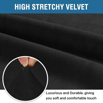 H.VERSAILTEX 1 Peice Stretch Velvet Sofa Covers for 3 Cushion Couch Covers Sofa Slipcovers Furniture Protector Soft, Crafted from Thick Comfy Rich Velour (Sofa 72"-90", Black)