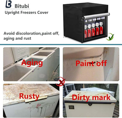 Bitubi Beverage Refrigerator Cooler Cover,Outdoor Fridge Cover – Waterproof, Dustproof, Sun-Proof, 17" W x 17" D x 22" H. Suitable for most Beer or Wine Mini Fridge/Drink Fridge (Black)