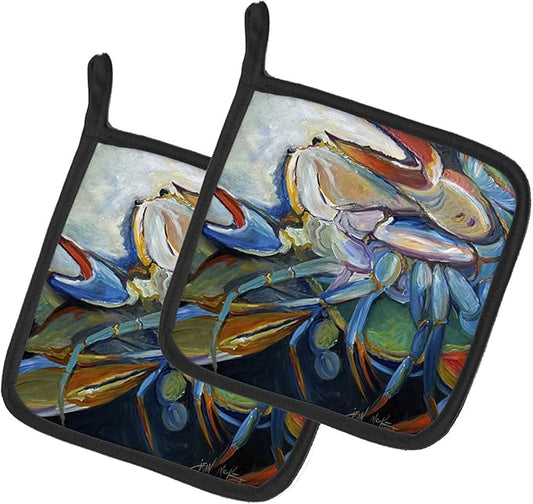 Caroline's Treasures JMK1253PTHD Belly Crab Pair of Pot Holders Kitchen Heat Resistant Pot Holders Sets Oven Hot Pads for Cooking Baking BBQ, 7 1/2 x 7 1/2