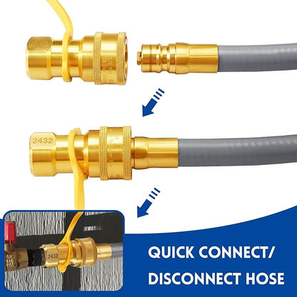 GasSaf 8 FT 1/2" ID Natural Gas Hose with Quick Connect Fitting, Natural Gas Conversion Kit for Gas Grill, Generator, Patio Heater and More - CSA Certified