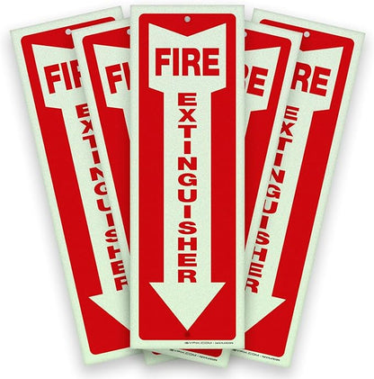 iSYFIX Fire Extinguisher Reflective Signs – 5 Pack 4x12 Inch – 40 mil Thick Polystyrene Plastic, Laminated for Ultimate UV, Weather, Scratch, Water & Fade Resistance, Indoor & Outdoor