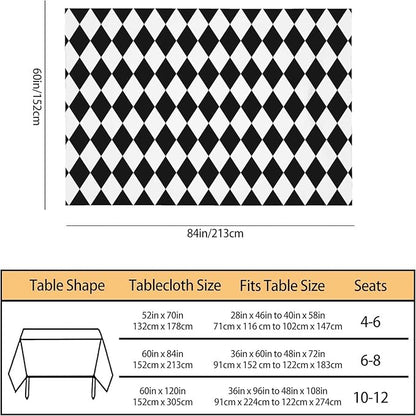 TKS MITLAN Diamond Decorative Rectangle Tablecloth Black White Diamond Pattern Polyester Table Cloths Kitchen Table Cover for Dining BBQ Picnic Coffee Table 60 x 84 Inch 6-8 Seats
