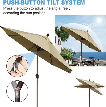 Eurmax USA 10-Year-Non-Fading 10FT Outdoor Patio Market Umbrella,UPF50+ UV Resistant Sun Shade,Heavy Duty Commercial Grade,Crank Lift&Tilt,Windproof Vented Top for Garden,Pool,Deck,Sand
