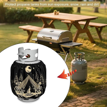 Propane Tank Covers 20lb Protective Propane Tank Blanket for Grill, Travel Trailer RV, and Outdoor Use Windproof Weatherproof Gas Cover Skull Camping,2 Pack