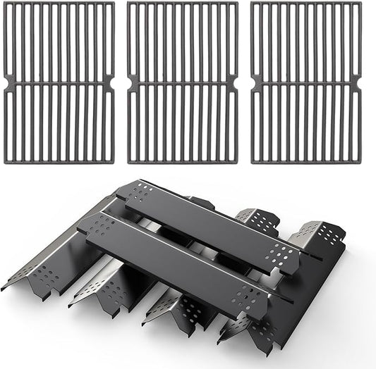 SafBbcue Grill Replacement Parts for Nexgrill 6 Burner 720-0896B 720-0896 720-0898, Cooking Grates and Heat Plates for Nexgrill Deluxe 6 Burner Gas Grill 720-0896E 730-0896 720-0896B Replacement Parts