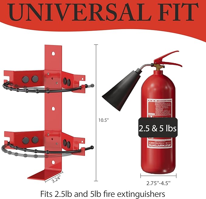 Premium Fire Extinguisher Mount Bracket 2-Pack - Fit for 2.5&5lb Extinguishers, Heavy-Duty & Easy Installation - Ideal for Home, RV, Vehicle, Boat, Marine & Commercial Use - Secure & Durable Holder