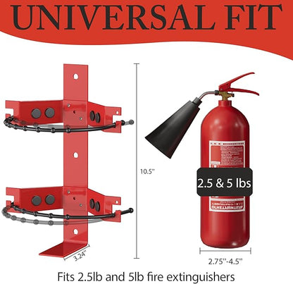 Premium Fire Extinguisher Mount Bracket 2-Pack - Fit for 2.5&5lb Extinguishers, Heavy-Duty & Easy Installation - Ideal for Home, RV, Vehicle, Boat, Marine & Commercial Use - Secure & Durable Holder
