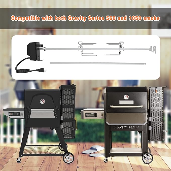 onlyfire Stainless Steel Rotisserie Kit BBQ Grilling Accessories | Fit for Masterbuilt Gravity 560 and 1050 Series Grills, NOT FOR Gravity 800