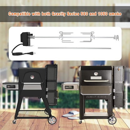 onlyfire Stainless Steel Rotisserie Kit BBQ Grilling Accessories | Fit for Masterbuilt Gravity 560 and 1050 Series Grills, NOT FOR Gravity 800