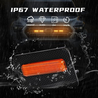 Amber LED Grille Lights for Tacoma SR SR5 2024 2025, 4Pcs Front Grill Light Kit with Wire Harness and Fuse