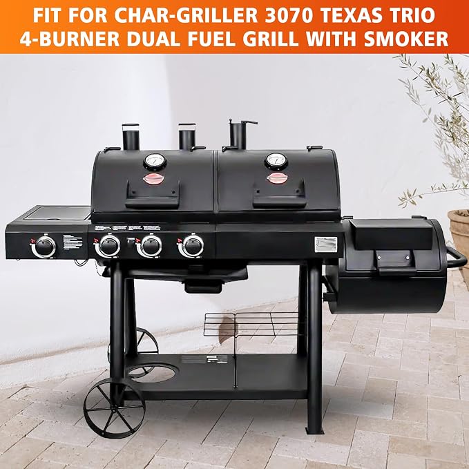 Hisencn Grill Kit with Burners, Plates & Igniter for Char-Griller 3070 | Replacement Parts for Char-Griller Texas Trio 3070 Grill, Durable & Easy Install