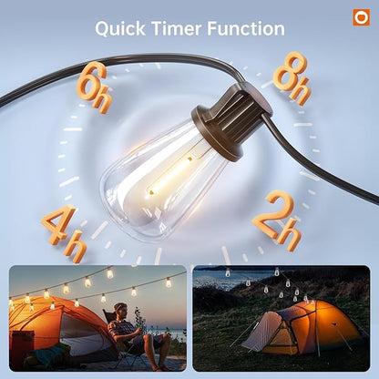 addlon 78FT(72+6) Solar String Lights Outdoor, Waterproof Solar Powered Outside Lights with Remote & USB Port, ST38 LED Shatterproof Bulbs, Dimmable Solar Light for Camping Backyard Porch