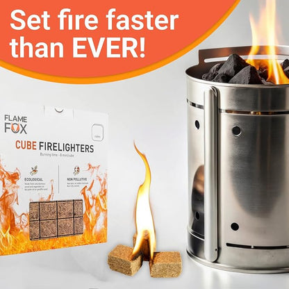 FlameFox Fire Starter Cubes 320 pcs - Quick Natural Fire Starters for Campfires, BBQ Grill, Fireplace, Fire Pit, Wood Stove, Charcoal & Kindling - Odorless, Waterproof, Long Burning Squares