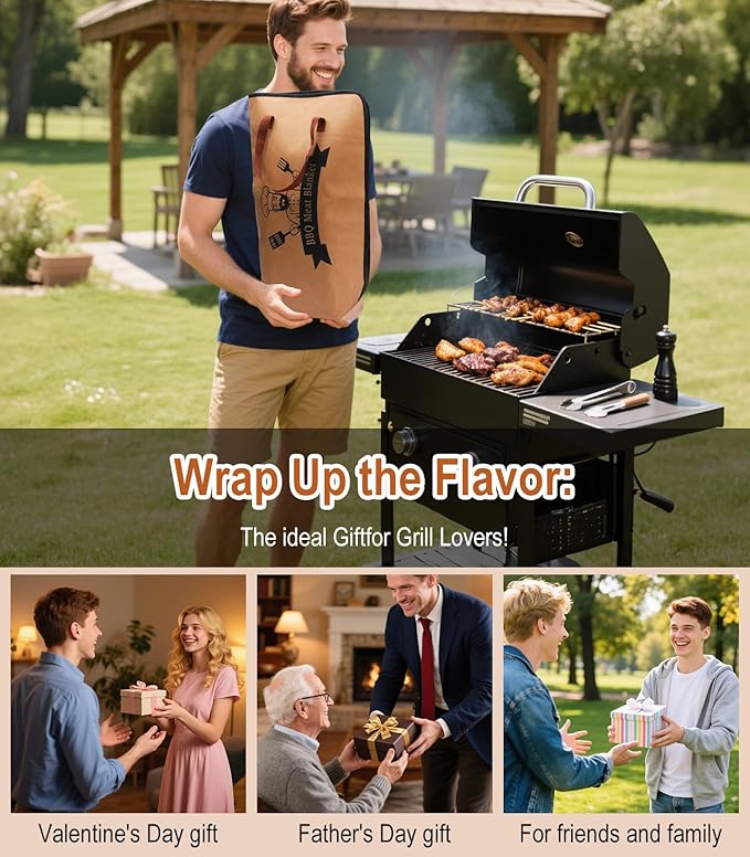 BBQ Blanket for Resting Meat, 21 in Waterproof Reusable Pellet Smoker Accessories Meat Insulated Resting Bag with Wide Mouth for Large Brisket/Beef/Pork Shoulders/Turkeys/Tenderloin