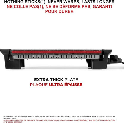 Starfrit The Rock Electric Reversible Grill & Griddle - Rock.Tec Non-Stick - Variable Temperature Control – Cool-Touch Handles - 1500W - Black