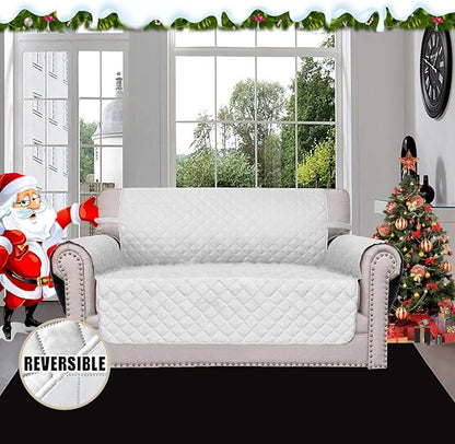 Easy-Going Reversible Couch Cover, 2 Cushion Sofa, Loveseat, White/White | Machine Washable Slipcover For Dogs, Water Resistant Furniture Mat For Living Room, Non-Slip Sofa Cover, Pet Friendly