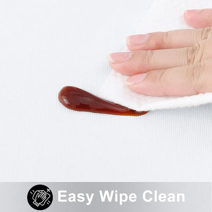 Smiry Rectangle Table Cloth 54x120 Inch, Waterproof Wipeable Vinyl Tablecloths Protector, Oil Spill Proof Plastic Table Cover for Dining, Picnic, Camping, Outdoor, White