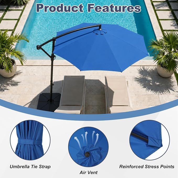 BPS Patio Umbrella Replacement Canopy for 10 ft 8 Ribs Table Umbrella, Outdoor Umbrella Replacement for Market Parasol, Canopy Only