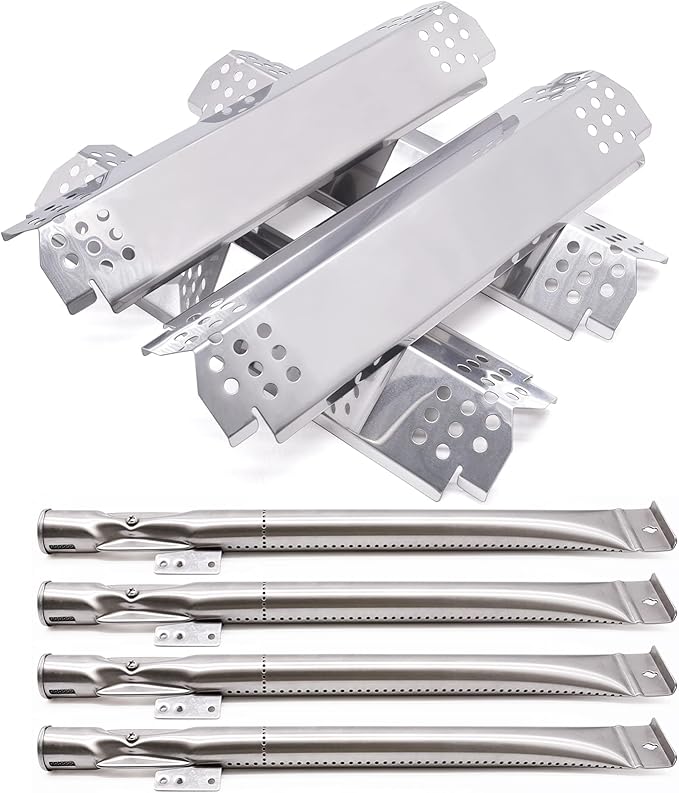 Grill Replacement Parts for Nexgrill 720-0830H, 4 Pack Grill Burners and Heat Plates Shield for Home Depot Nexgrill 4 Burner 720-0830H Gas Grills