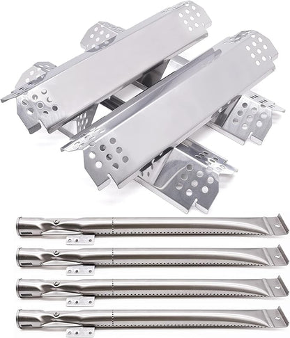 Grill Replacement Parts for Nexgrill 720-0830H, 4 Pack Grill Burners and Heat Plates Shield for Home Depot Nexgrill 4 Burner 720-0830H Gas Grills