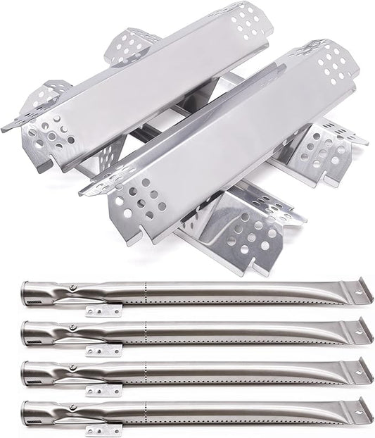 Grill Replacement Parts for Nexgrill 720-0830H, 4 Pack Grill Burners and Heat Plates Shield for Home Depot Nexgrill 4 Burner 720-0830H Gas Grills