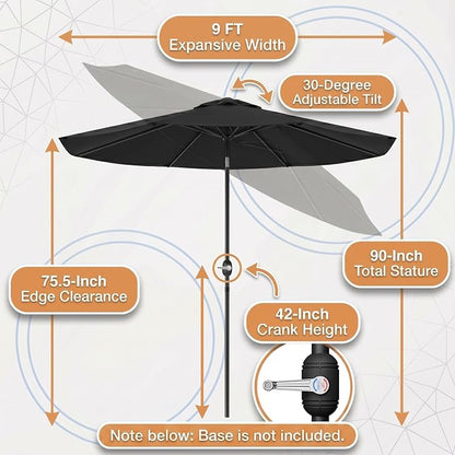 Greesum 9FT Outdoor Patio Umbrella, Table Umbrella for Yard, Market, Heavy-Duty Waterproof Pool Umbrella with 8 Sturdy Ribs, UV Protection for Beach, Deck, Garden, Backyard