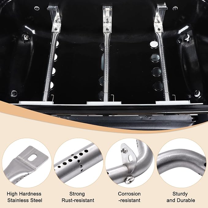 Expert Grill XG10-101-002-02 3-Burner Gas Grill Parts - 3-Pack Heat Plates and Burner Tubes