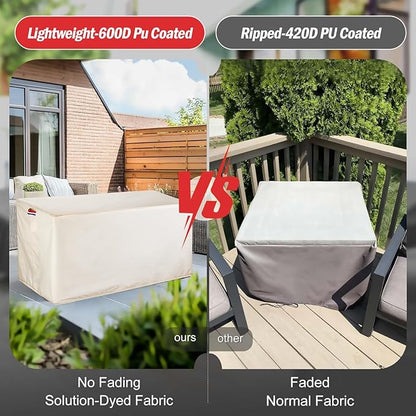 Fire Pit Cover Rectangular 50 Inch - Waterproof Outdoor Fire Table Cover Rectangle Heavy Duty, 600D Patio Propane Gas Firepit Cover Rectangular Tear Weather Resistant - 50 x 26 x 18 Inch Beige