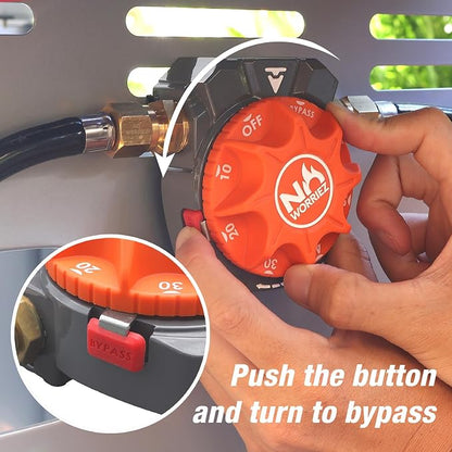 NO WORRIEZ Bypass Propane/Natural Gas Timer, High-Pressure 5 PSI, 1/2" NPT | Safety Auto Shut Off, 100,000 BTU, Fits Outdoor Grill, Fire Pit, Pizza Oven, BBQ, Smoker, Turkey Fryer, Mechanical Valve