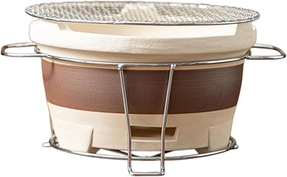 Clay Grilling Stove Hibachi Grill Barbecue Grill Japanese Pottery Barbecue Stove Tea Making Stove Charcoal Stove for Home Camping Picnic Patio Backyard Outdoor Barbecues (A,L)