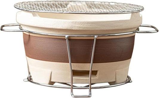 Clay Grilling Stove Hibachi Grill Barbecue Grill Japanese Pottery Barbecue Stove Tea Making Stove Charcoal Stove for Home Camping Picnic Patio Backyard Outdoor Barbecues (A,L)