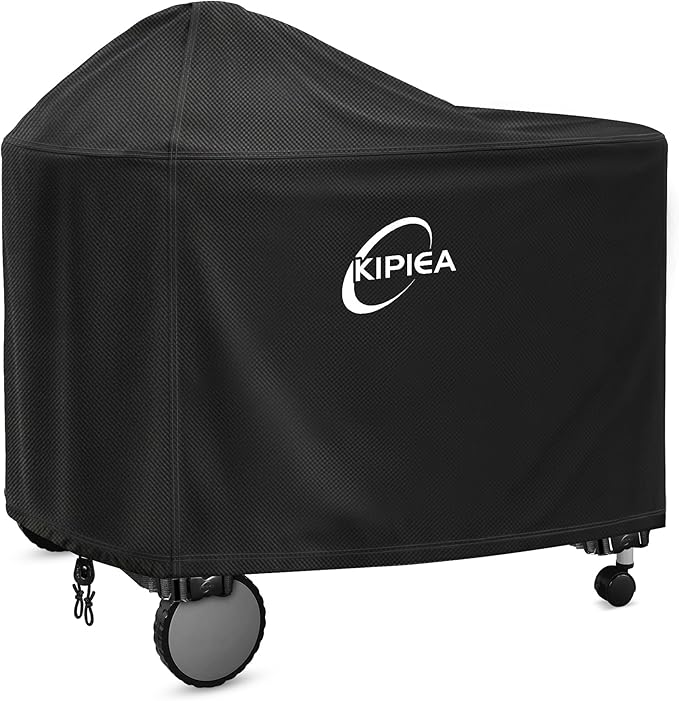 Kipiea 600D Heavy Duty Grill Cover for Weber Summit Kamado S6 Charcoal Grill - Charcoal Grill Cover with 4 Buckles, Wind Resistant Anti UV & No Tears(56" W X 36" D X 44.5" H)