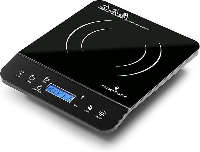 1800W Portable Induction Cooktop Burner – 20 Temperature Settings, 18 Power Levels, 10-Hour Timer – Countertop Electric Hot Plate for RV, Canning, Dorm, Kitchen – Child Safety Lock (Black) | 1800W, 20 Temp Settings, 18 Power Levels, 10-Hr Timer, Cannin...