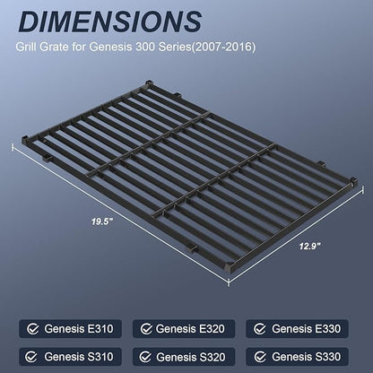 Grill Parts for Weber Genesis 300 Series (2007-2016), Fits Weber Genesis E310 E320 E330 S310 S320 S330 Parts Porcelain Enameled Cast Iron Grates Flavorizer Bars Heat Deflectors 7524 7528 7621 7622