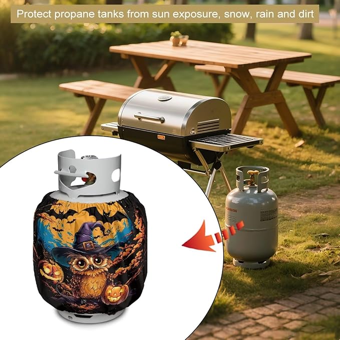 Owl Propane Tank Cover 20lb Heavy Duty Gas Cover Fits Standard 20 lb Tank Cylinder Easily Slips onto Your Propane Tank Outdoor Grill Accessories