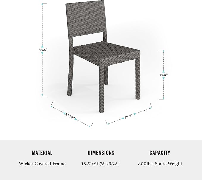 Martha Stewart Bedford Indoor-Outdoor Stackable Patio Chairs with Rattan Wicker Finish in Gray, Set of 2