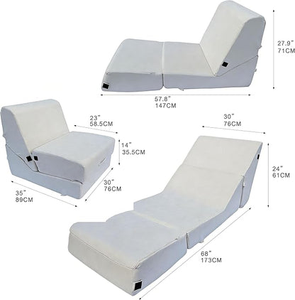 jela Luxury Indoor Chaise Lounge, Foldable Sofa Bed Chair with Soft Foam & Machine Washable Cover (Miss Sand)