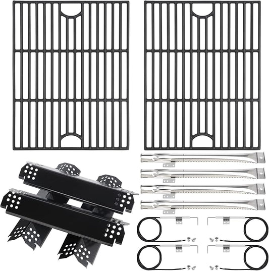 Grill Replacement Parts for Nexgrill 4 Burner 720-0830H 720-0830D 720-0783C 720-0783E 720-0958A, Cast Iron Grill Grate Heat Shield Igniters and Burner Parts Kit for Nexgrill 4&5-Burner Gas Grills