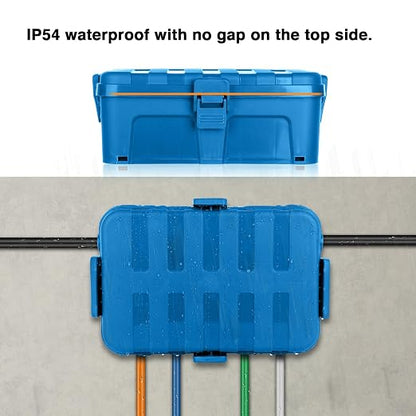 Flemoon Large Outdoor Electrical Box (12.5 x 8.5 x 5 inch), IP54 Waterproof Outdoor Extension Cord Cover Weatherproof, Protect Outlet, Plug, Socket, Timer, Power Strip, Holiday Light Decoration,Blue