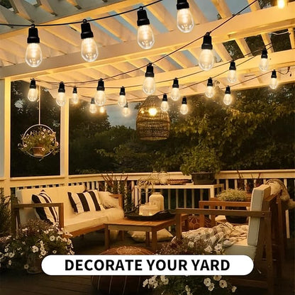 CAWWS Outdoor String Lights 50FT, Outdoor Lights for Patio with 20 Dimmable RGBW LED Bulbs, IP66 Waterproof Shatterproof, with APP Control & Remote, 24V Adapter Color Change,for Backyard Décor